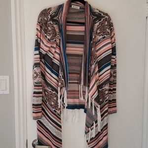 *** 3 for 20 ***Multicolored fringed open sweater